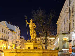 Fountain of Neptune, created in 1793, Impressions from Lviv, Lemberg in German, Ukraine