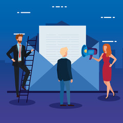 Envelope and people design, Email mail message letter marketing communication card and document theme Vector illustration