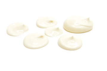 Fototapeta na wymiar Handful of mayonnaise isolated on white closeup
