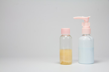 Set of plastic bottle for gel, lotion, shampoo, bath foam (transparent).