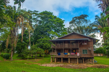 Fototapeta na wymiar big wooden house in the jungle