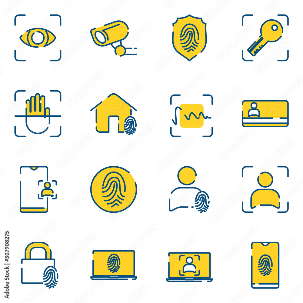 Fototapete biometric set icon template color editable. biometric pack symbol vector sign isolated on white back