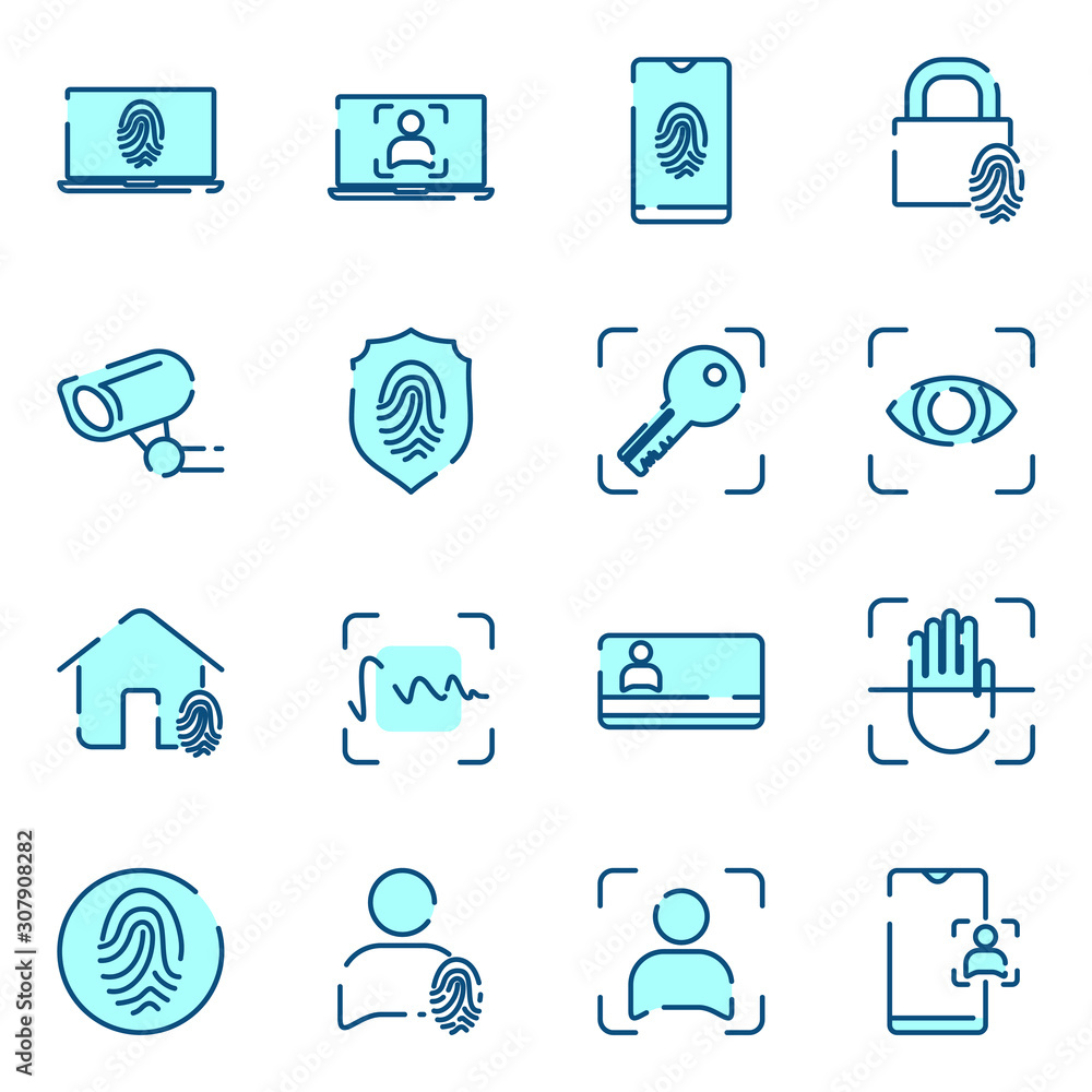 Poster Biometric set icon template color editable. Biometric pack symbol vector sign isolated on white background icons vector illustration for graphic and web design.