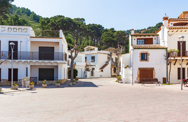 Fototapeta na wymiar View of the promenade of Sa Tuna where tranquility reigns, Begur, Costa Brava, Catalonia, Spain