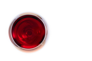 glass of red wine on white background
