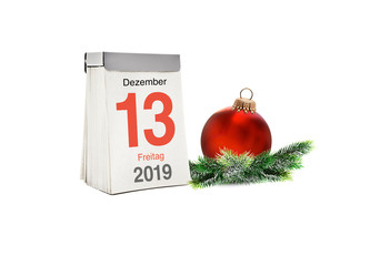 Kalender mit Freitag dem 13. Dezember 2019
