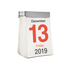 Kalender mit Freitag dem 13. Dezember 2019