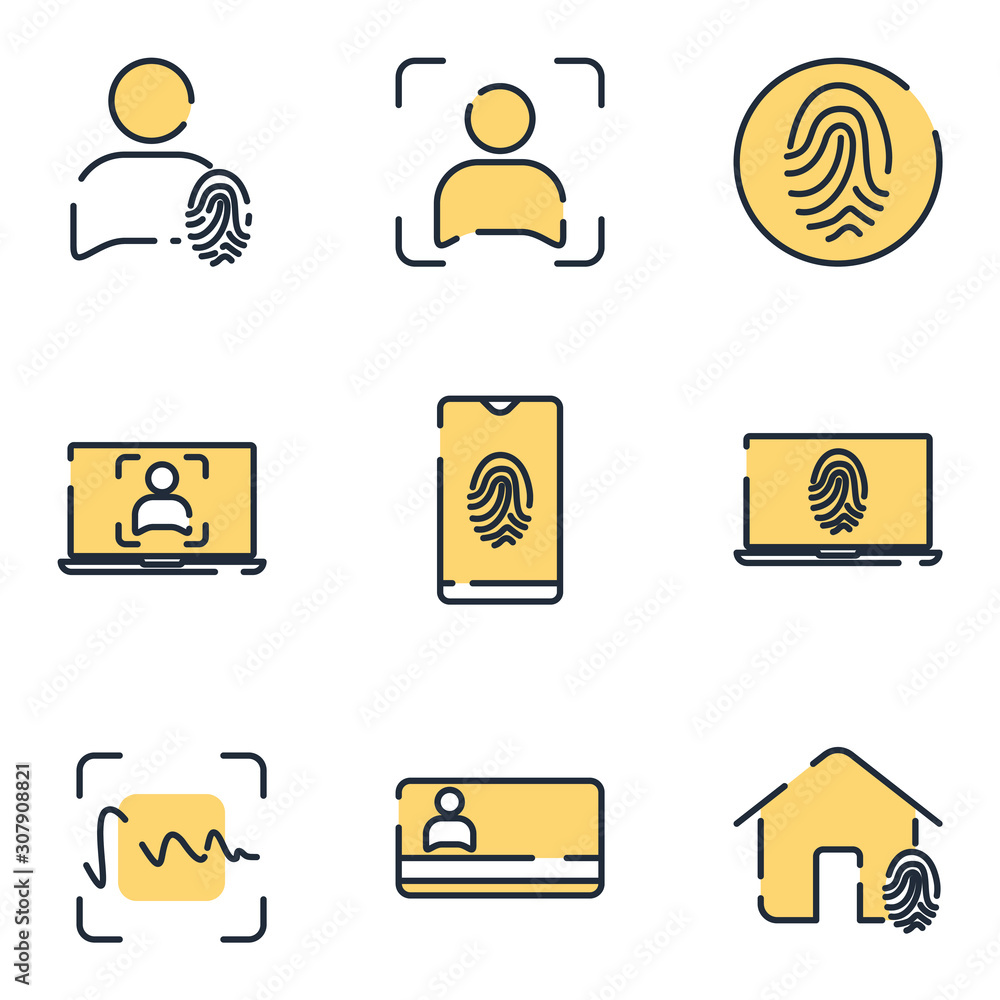 Poster biometric set icon template color editable. biometric pack symbol vector sign isolated on white back