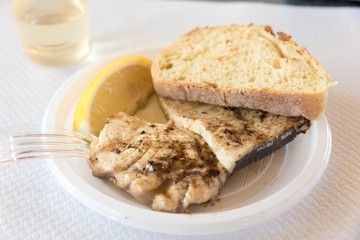 Grilled Swordfish with bread