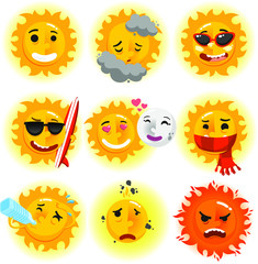 cartoon sun set of illustration