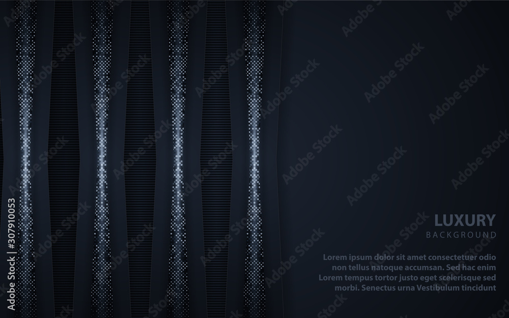 Poster abstract dark blue overlapping background a combination with light glitters and sparkle decoration. 