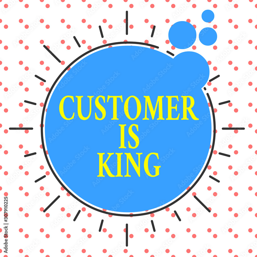 Poster word writing text customer is king. business photo showcasing serve attentively and properly deliver