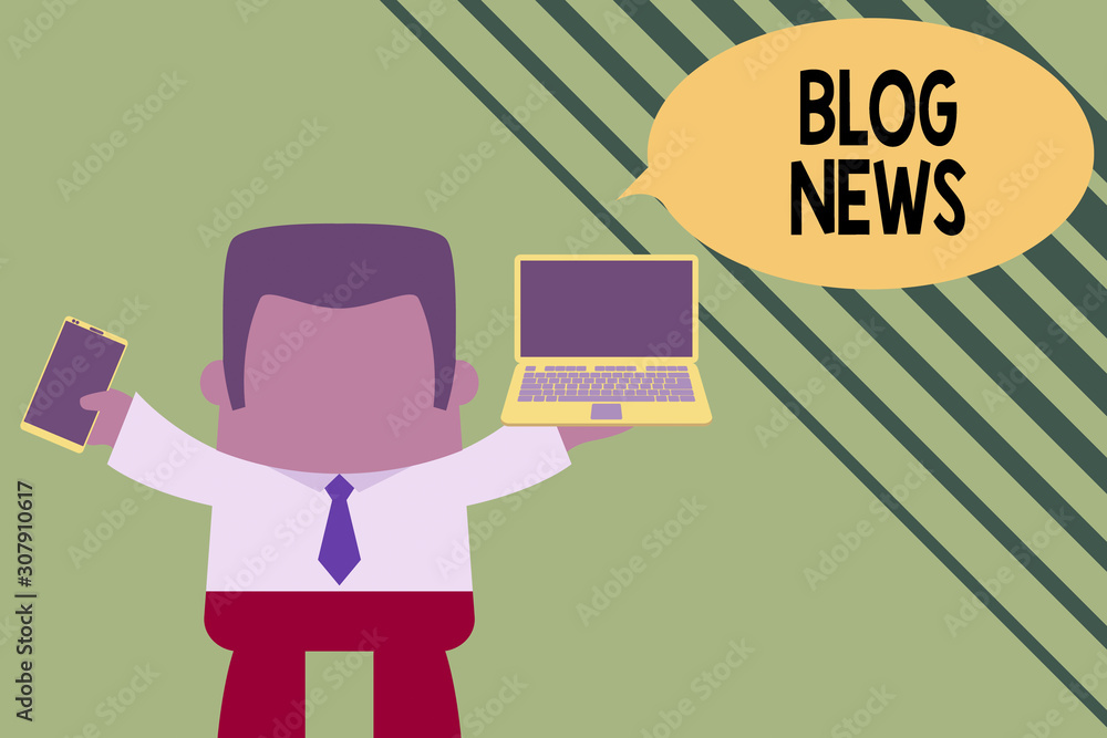 Poster conceptual hand writing showing blog news. concept meaning regularly updated website typically one r