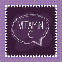 Word writing text Vitamin C. Business photo showcasing it promotes healing and helps the body absorb iron Ascorbic acid Speaking bubble inside asymmetrical shaped object outline multicolor design