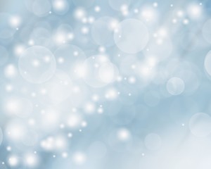 Blue abstract background with white snowflakes winter and bokeh stars blurred beautiful shiny light, use illustration Christmas new year wallpaper backdrop and texture your product.