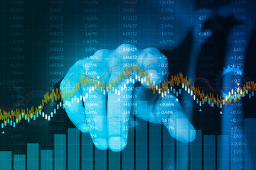 dito, mano, grafico, economia, finanza, azioni, mercato	