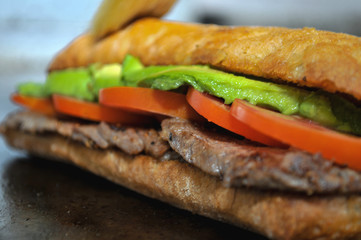 Grilled meat sandwich