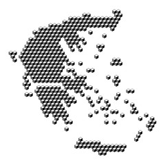 Greece map from 3D black cubes isometric abstract concept, square pattern, angular geometric shape. Vector illustration.