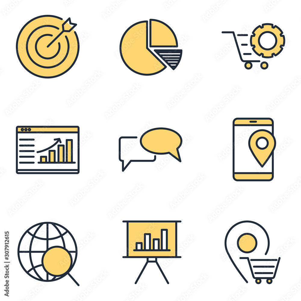 Leinwandbilder digital marketing set icon template color editable. marketing pack symbol vector sign isolated on wh