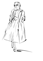 Fashion Illustration of Standing Girl
