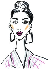 Hand Painted Face Fashion Illustration