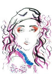 Hand Painted Face Fashion Illustration
