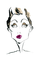 Hand Painted Face Fashion Illustration