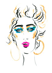 Hand Painted Face Fashion Illustration