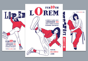 Bold Poster Set Layout with Illustrated Women
