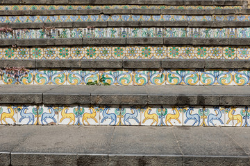 Stairway with polychrome ceramic tiles from Caltagirone Sicilia