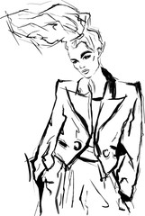 Fashion Illustration of Standing Girl