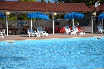 Swimming Pool by Morning at Summer
