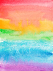 Watercolor rainbow background Colorful backdrop LGBTQ concept Brush strokes Stains design