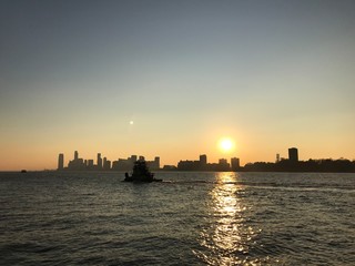 Fototapeta premium city piers nightlight and sunshine and sunset waterfront 