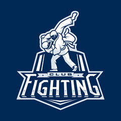 Fighting logo. Judo sport emblem