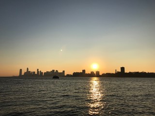 city piers nightlight and sunshine and sunset waterfront 
