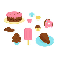 Cute and colorful set of delicious desserts!