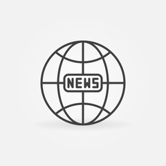 News earth globe outline icon. Vector global news concept linear sign