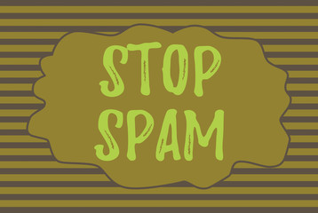 Text sign showing Stop Spam. Business photo text end the Intrusive or Inappropriate messages sent on the Internet Seamless horizontal lines background drawing lines. Simple wallpaper banner