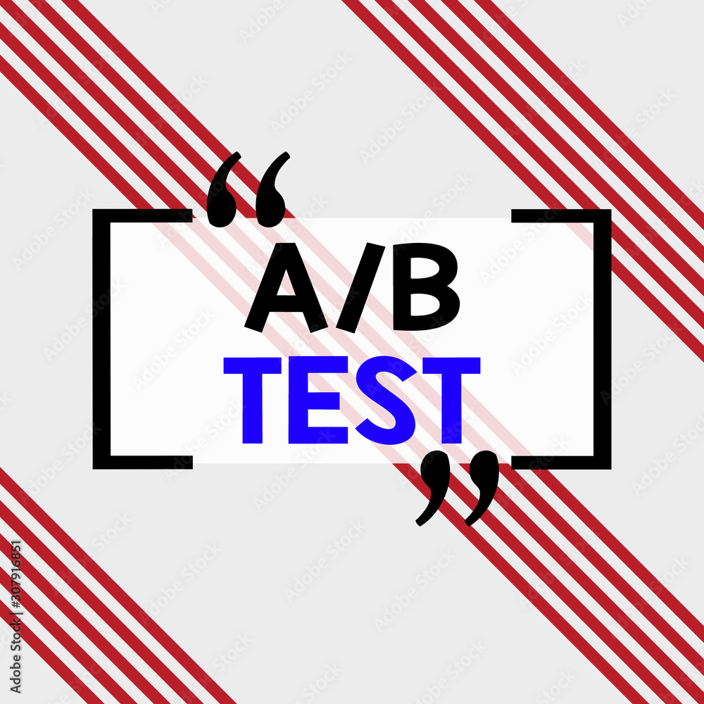 Poster writing note showing a or b test. business concept for test to determine consumers prefer ability am