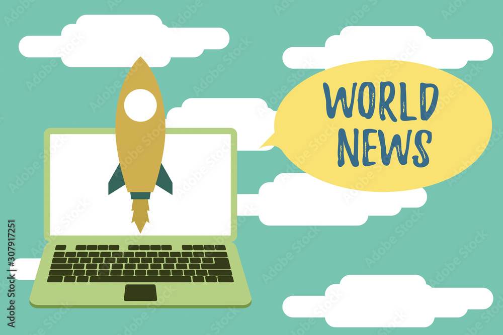 Poster conceptual hand writing showing world news. concept meaning global noteworthy information about rece