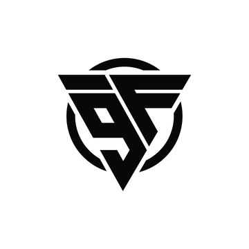 9F F9 Triangle Logo Circle Monogram Design Vector Super Hero Concept