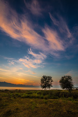 Fototapeta na wymiar Sunset Over Skadar Lake - Shkoder, Albania