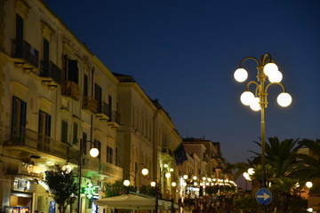Fototapeta premium Night Vieste city With Peoples by Summer