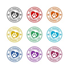 Pet Friendly color icon set isolated on white background