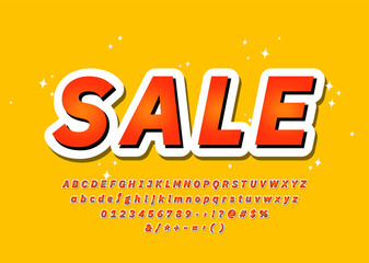 Sale Font trendy colorful 3d typography alphabet sans serif style, promotion, party poster, sale banner, offer. Vector