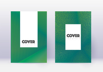 Hipster cover design template set. Green abstract 