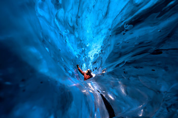 Beautiful and cold ice cave In Iceland