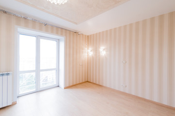 Russia, Omsk- August 02, 2019: interior room apartment. standard repair decoration in hostel