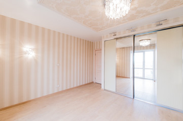 Russia, Omsk- August 02, 2019: interior room apartment. standard repair decoration in hostel
